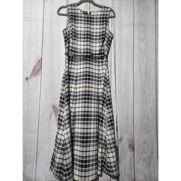 Calvin Klein Dresses & Skirts - Calvin‎ Klein Dress Womens 6 Black White Plaid Sleeveless Midi A-Line Back Zip